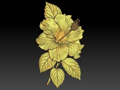 2 Hibiscus CNC Relief Model 3D print model