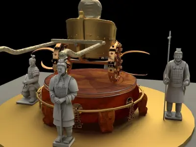 Chinese  chariot with warrior  3D model