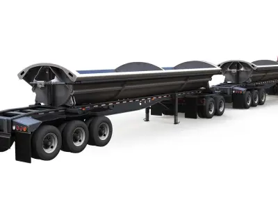 Peterbilt 377 side dump trailer Low-poly 3D model