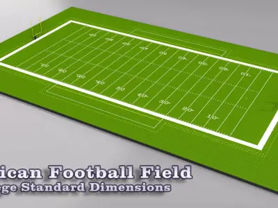 American Football Field-College version Low-poly 3D model