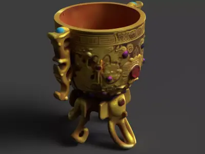 Golden cup figure    Low-poly 3D model