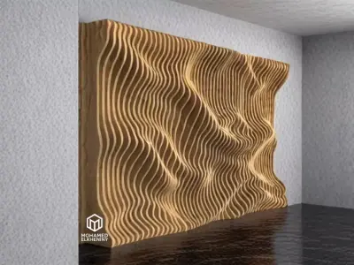 Parametric Wavy Wooden Wall Decor 28- wood cutting machines  3D model