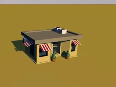 Low Poly style SHOP  Low-poly 3D model