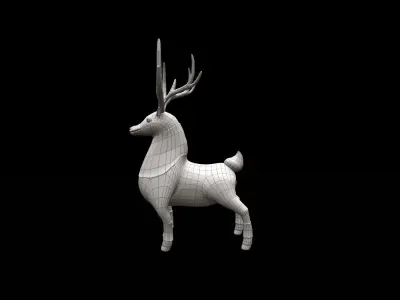 Mystical reindeer Game asset Low-poly 3D model