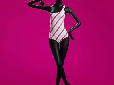 Girls Band Woman swimsuit One-shoulder 3D model