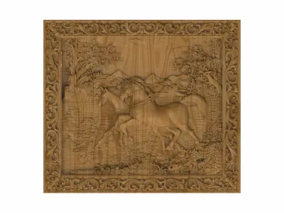 Carved panel painting STL 3D model shop