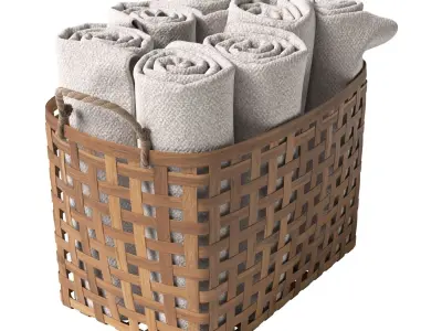 Basket with towels 3D model