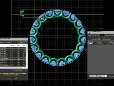 U Shaped Eternity Ring 3 point 4 mm stone size swiss 14 and EU54 3D print model