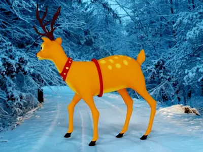 Rigged Cartoon Deer Low-poly 3D model