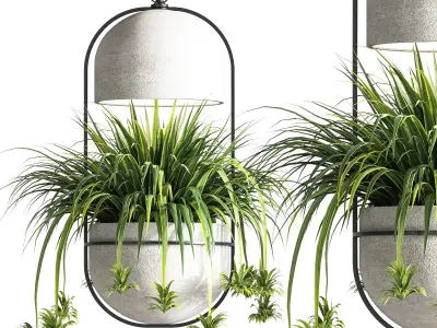 Indoor Plants Hanging Pot Concrete Vase 02 3D model