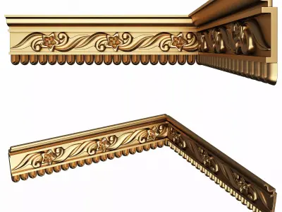 Cornice Decoration Molding 051 90 Degree Low-poly 3D model
