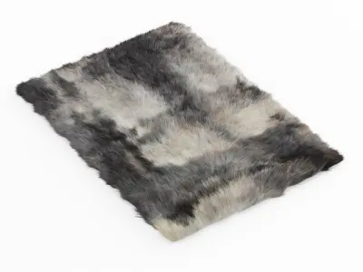 Sheepskin Rug Rectangle Dark Gray 3D model