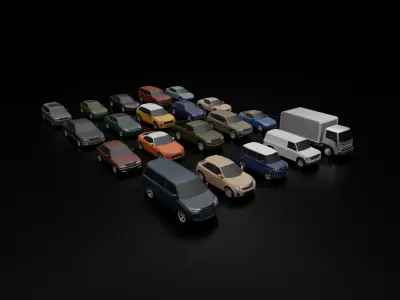 Low Poly Car Pack - 20 VEHICLES Low-poly 3D model