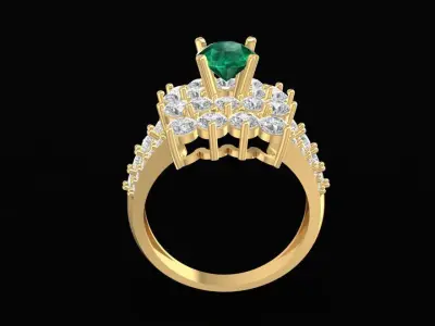 Luxury Flower Cluster Diamond Ring for Women 1472 3D print model