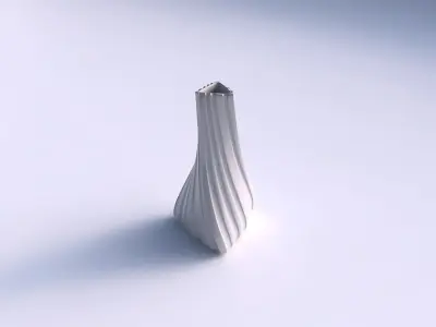Vase twist tilted triangle with smooth vertical ribbons   3D print model