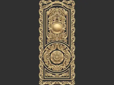  double door  classical design antique carved 3D model