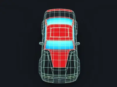 Cartoon Car Red Muscle Low-poly 3D model