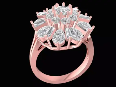 Luxury Multi Layer Flower Cluster Diamond Ring for Women 2432 3D print model