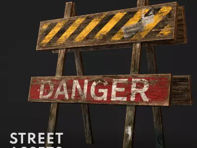 Road sign in different variations Free low-poly 3D model