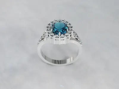 Diamond engagement ring 3D print model