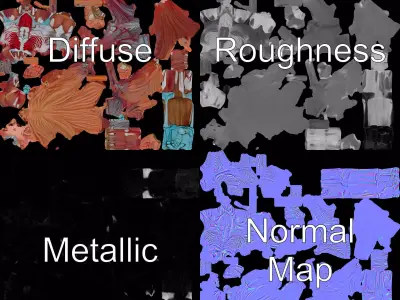 Winged Anatomical Fairy model pack Low-poly 3D model