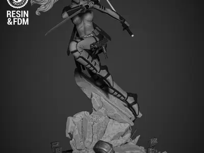 Wicked Marvel Lady Deadpool Sculpture 3D print model