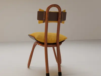 Berkuma01 chair with cushion and wooden legs 3D model
