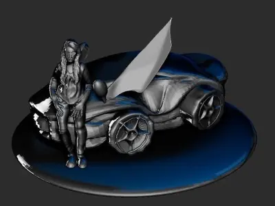 car with girl  3d printig model 3D print model