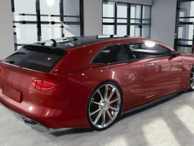 BLENDER EEVEE Brandless Mid Size 2 door shooting brake Low-poly 3D model