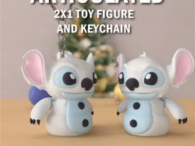 Snow Stitch - articulated version and keychain 3D print model