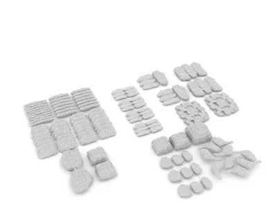 3D meat and sausage varieties model Low-poly 3D model