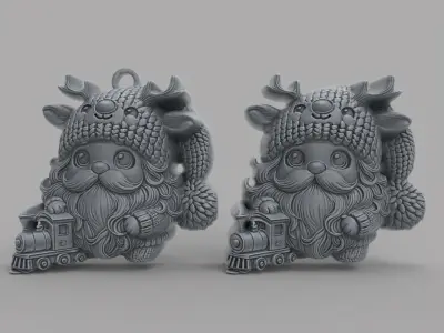 christmas sanda play with train decor  3D print model