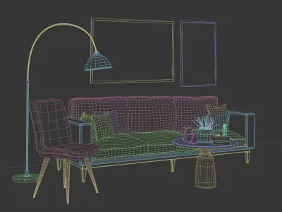 Sofa Table Set 3D model