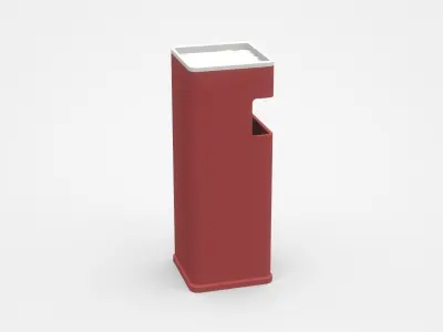 Red Rectangular Trash Bin With White Top 3D model