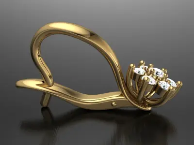 Earring E9 The luxury female earring with gems 3D print model