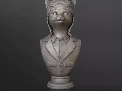 Cat Pilot Bust Satanas 3D model