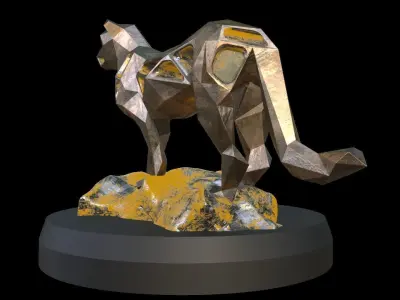 Steampunk Leopard Rock Low-poly 3D model
