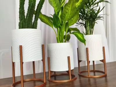 Decorative plant pots set 3D print model