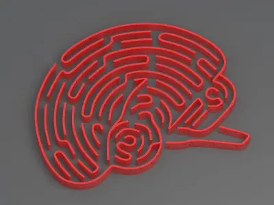 Red brain maze 3D model