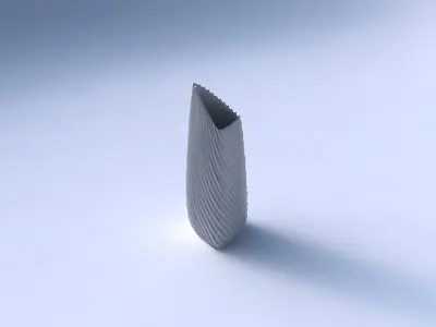Vase tipped triangle with bent extruded lines 2 3D print model