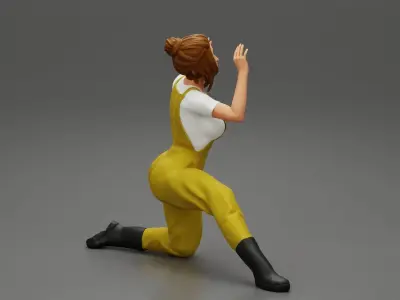 automotive mechanic girl with suit check the car 3D print model