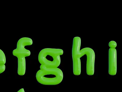 Alphabet Balloons and Numbers 3D model complete with material Low-poly 3D model