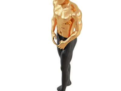 Abstract mannequin made of plastic and gold color 75 3D model