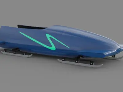 Bobsleigh 1 sled with letter n Low-poly 3D model