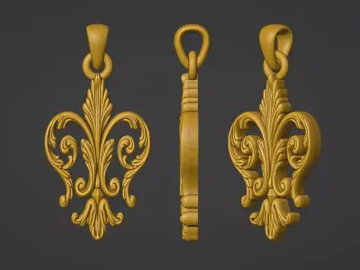 Floral Fleur De Liss Necklace Design 3D print model