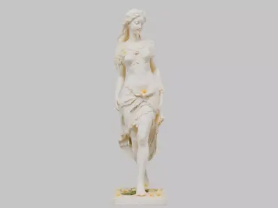 Vintage Marble Porcelain State Figue Sculpture Low-poly 3D model