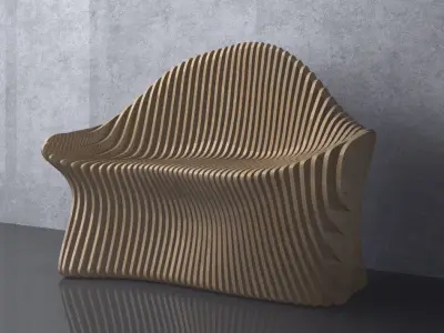 Parametric Wavy Wooden Furniture 09 - CNC files for cutting 3D model