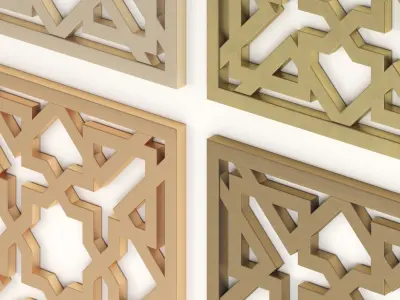 Arabic Islamic pattern decorative gold plaster 3D model