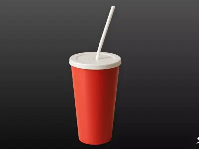 Red Soda Cup Low-poly 3D model