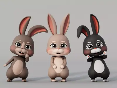 Rigged Cartoon Rabbit 3D model